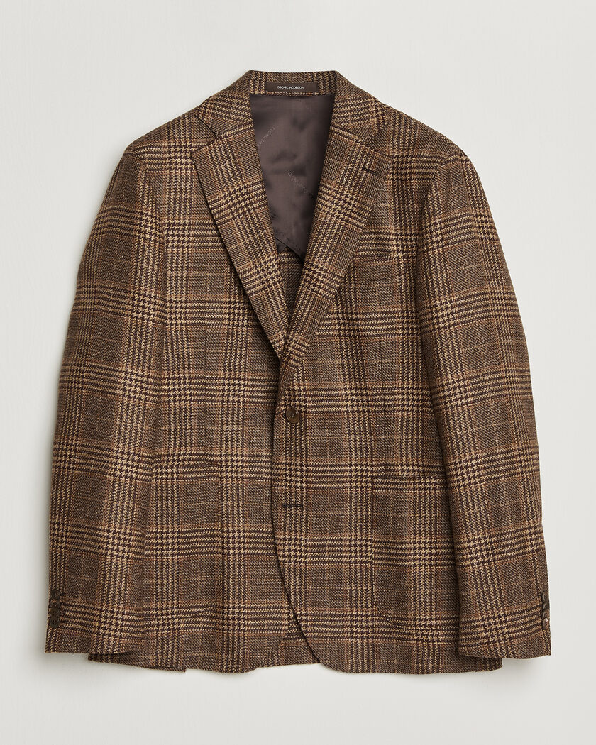 Oscar Jacobson Ferry Patch Checked Wool/Cashmere Blazer Brown – Marrone