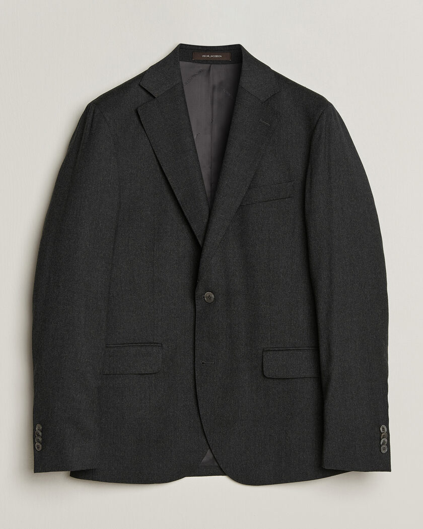 Oscar Jacobson Fogerty Wool Flannel Blazer Charcoal – Grigio