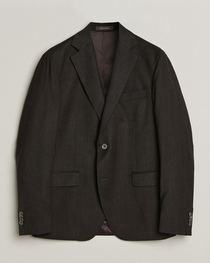 Oscar Jacobson Fogerty Wool Flannel Blazer Brown – Marrone