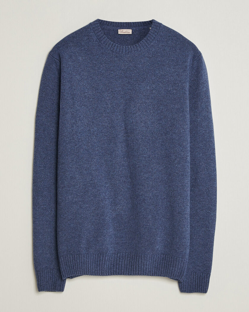 Stenströms Brushed Merino Crew Neck Blue – Blu