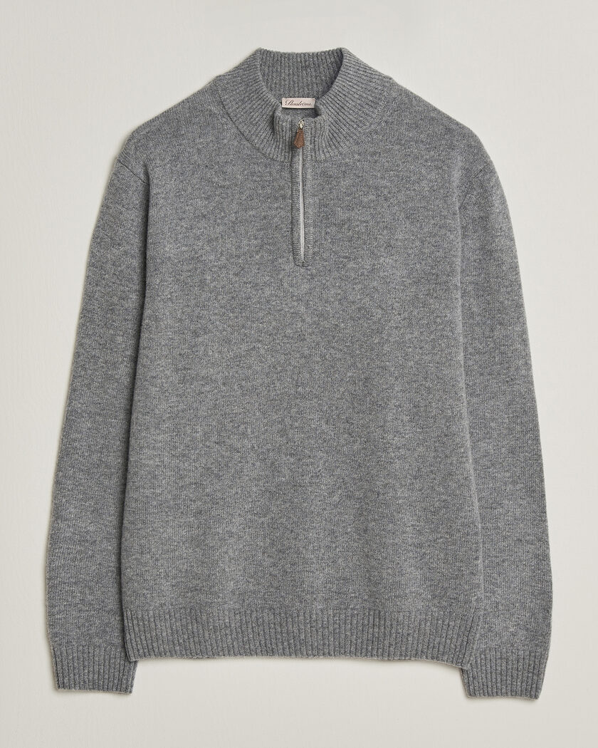 Stenströms Brushed Merino Half-Zip Grey – Grigio