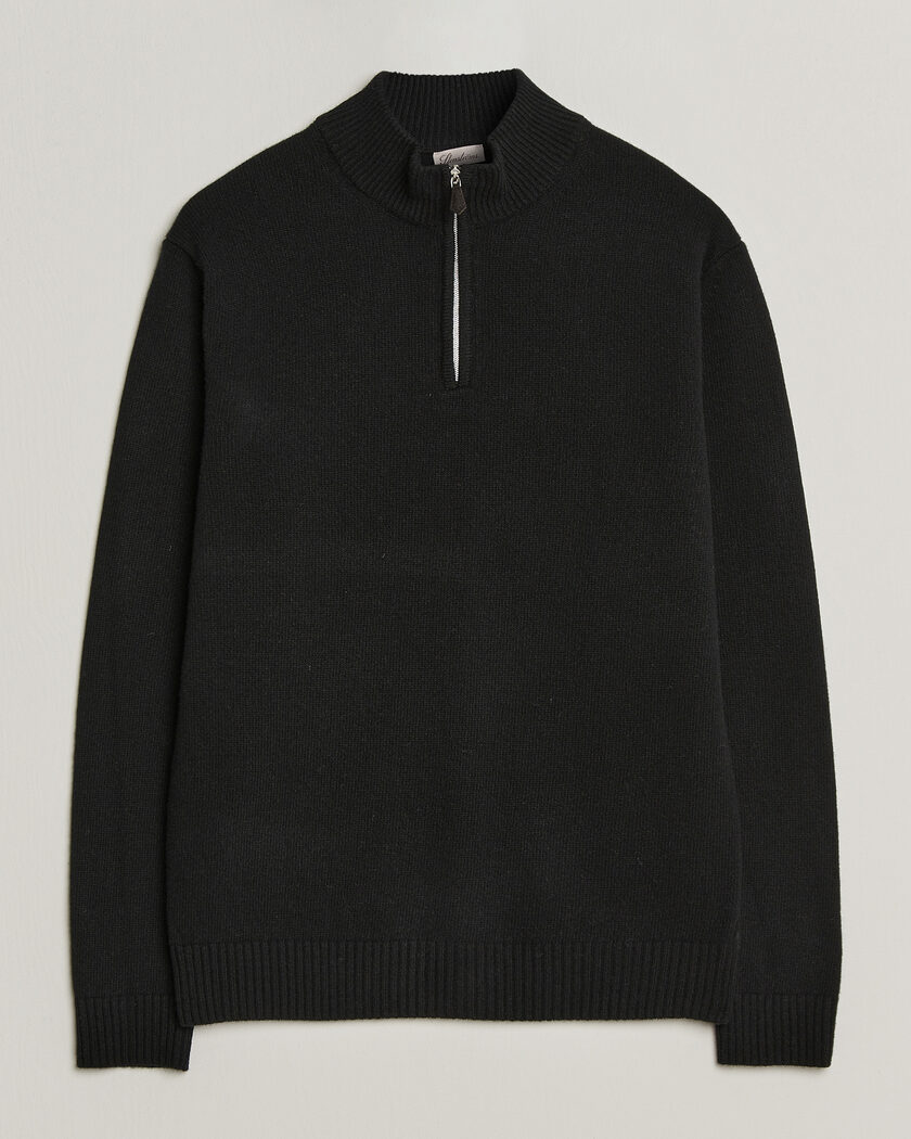 Stenströms Brushed Merino Half-Zip Black – Nero