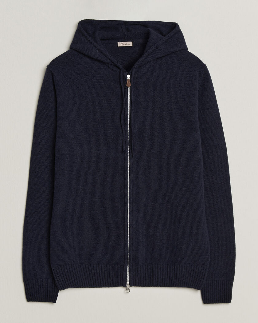 Stenströms Brushed Merino Full-Zip Hood Navy – Blu
