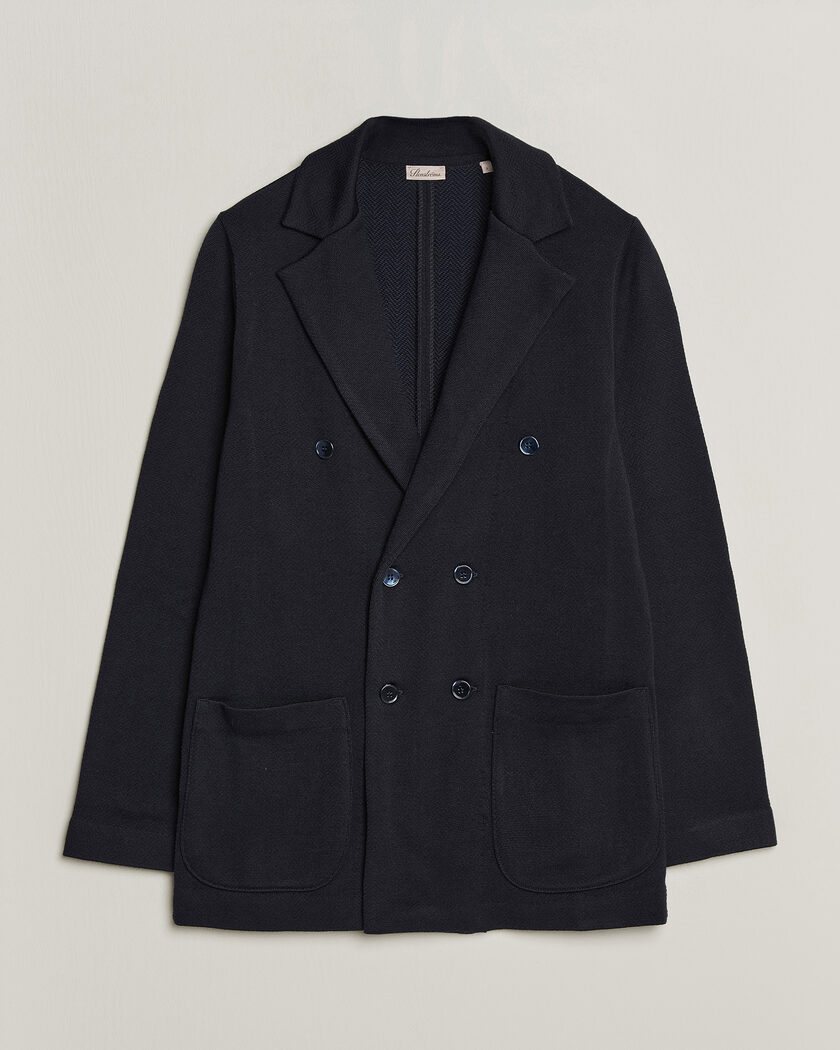 Stenströms Knitted Herringbone DB Wool Blazer Navy – Blu