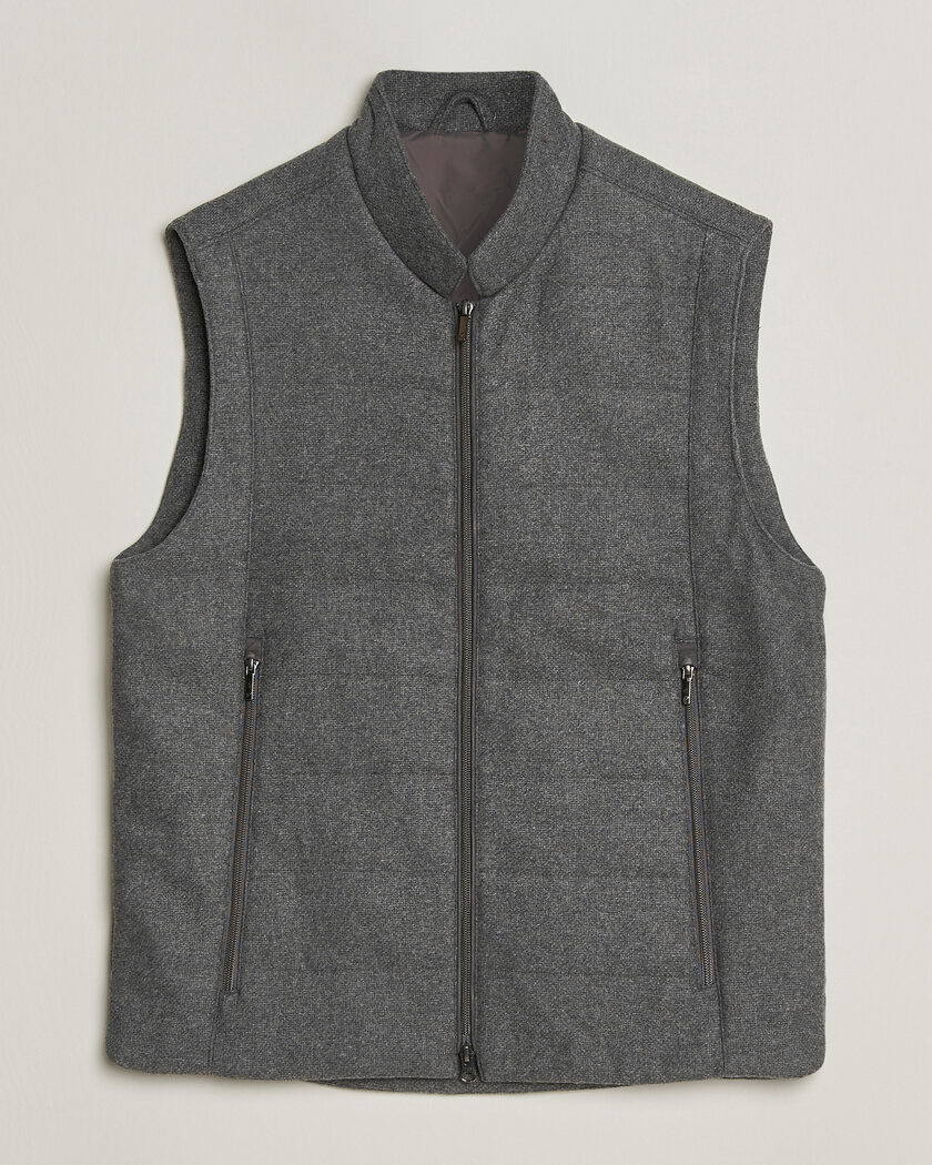 Stenströms Wool Alcantara Detail Light Padded Vest Grey – Grigio