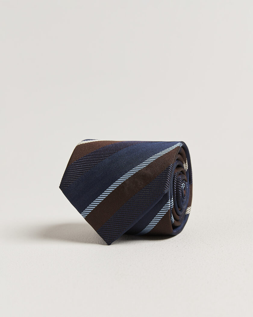 Stenströms Regimental Stripe Silk Tie 7,5cm Navy – Blu