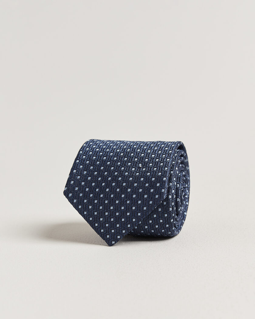 Stenströms Woven Silk Dot Tie 7,5cm Navy – Blu