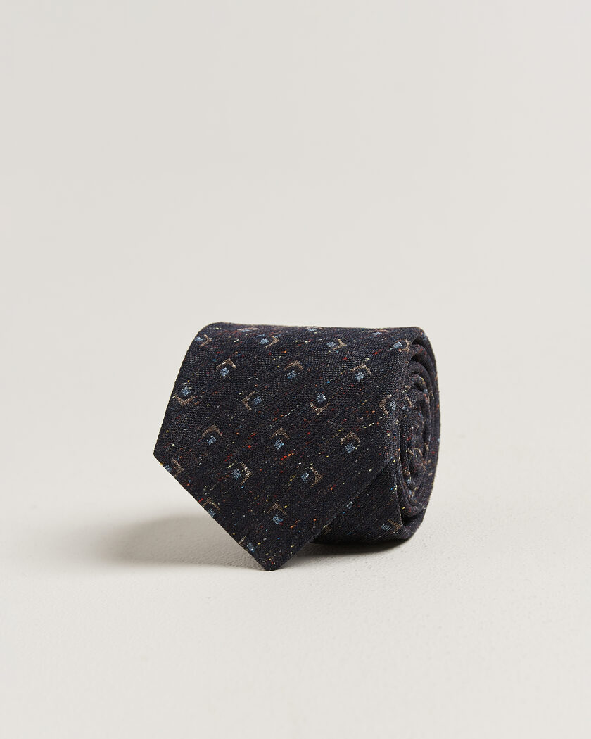 Stenströms Woven Herringbone Silk Tie 7,5cm Navy – Blu