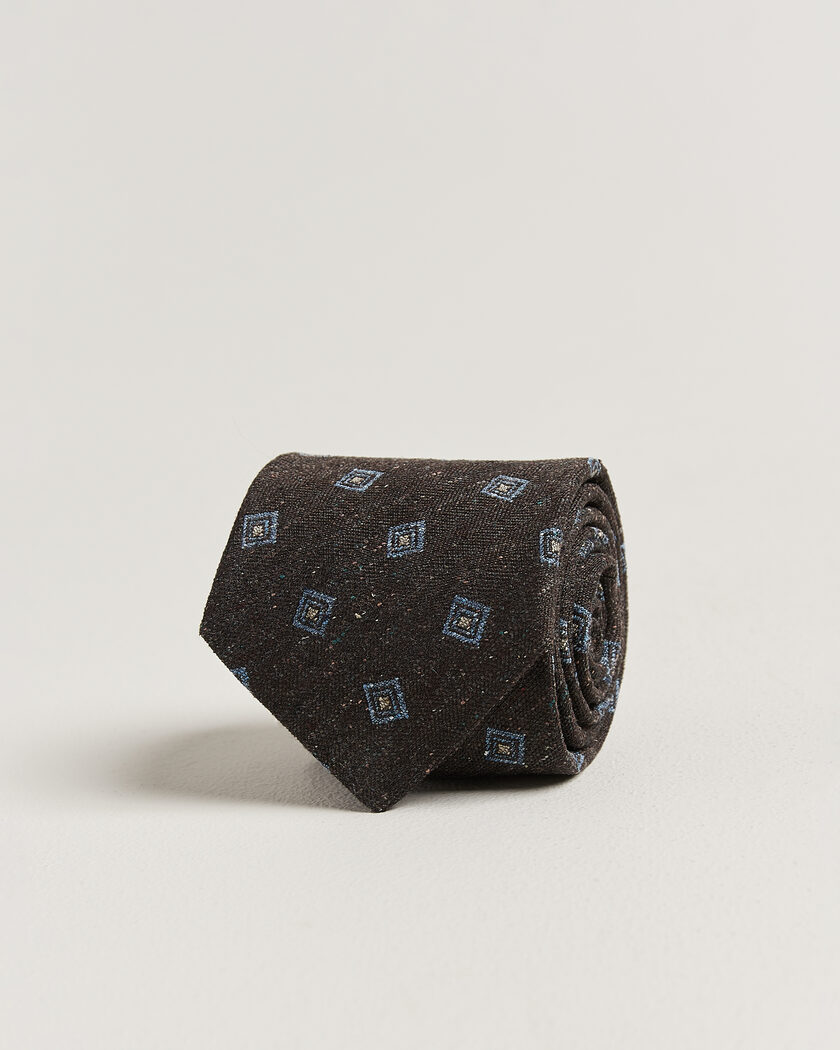 Stenströms Woven Herringbone Silk Tie 7,5cm Dark Brown – Marrone