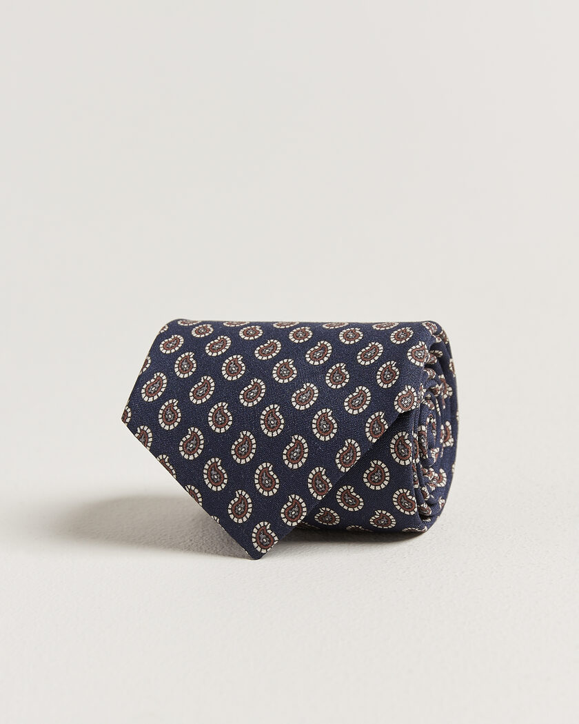 Stenströms Printed Silk Paisley Tie 7,5cm Blue – Blu