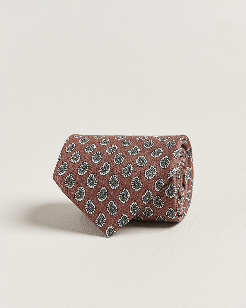 Stenströms Printed Silk Paisley Tie 7,5cm Rust – Rosso
