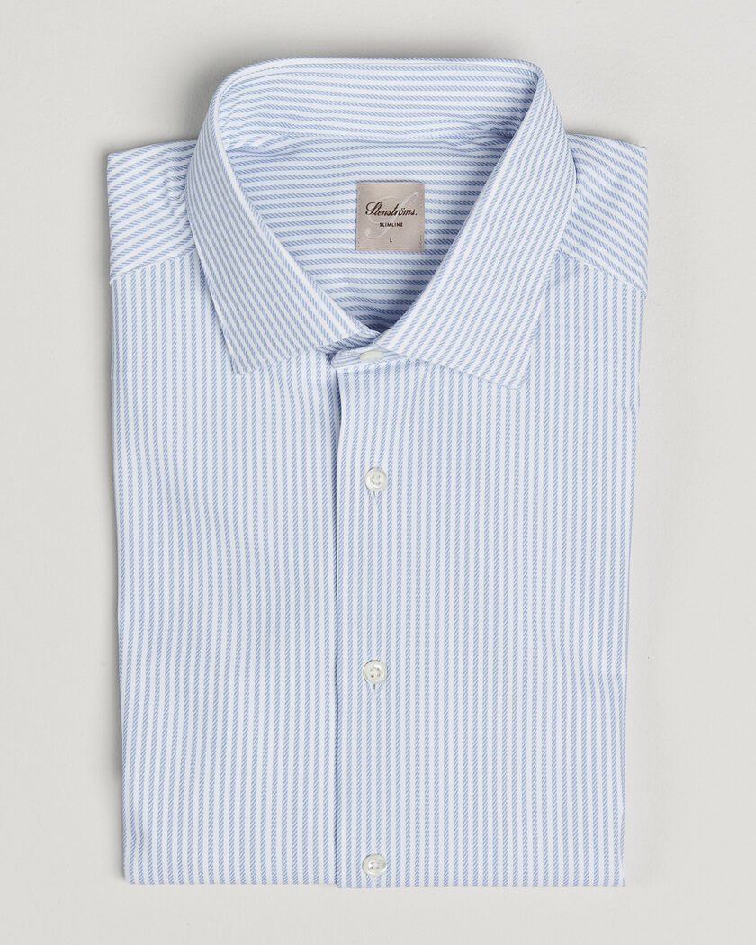 Stenströms Slimline Active Stretch Striped Shirt Light Blue – Blu