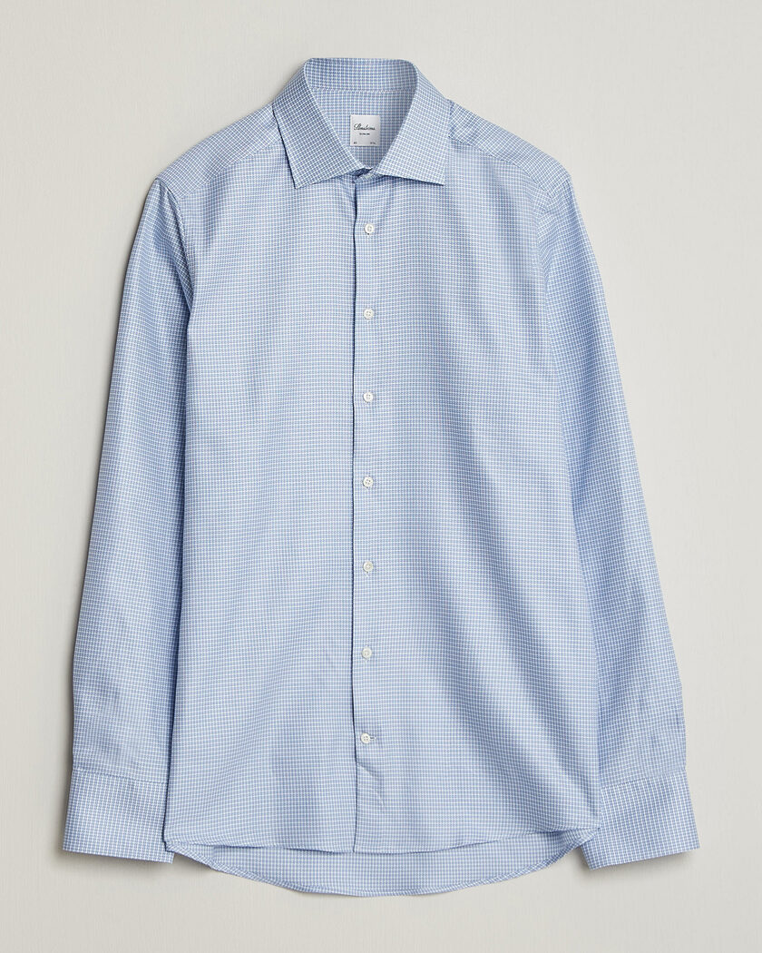 Stenströms Slimline Twofold Houndstooth Shirt Blue – Blu