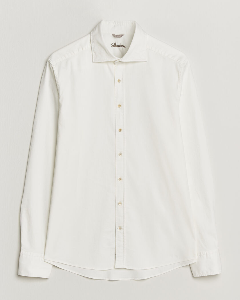 Stenströms Slimline Garment Washed Shirt Off White Denim – Bianco