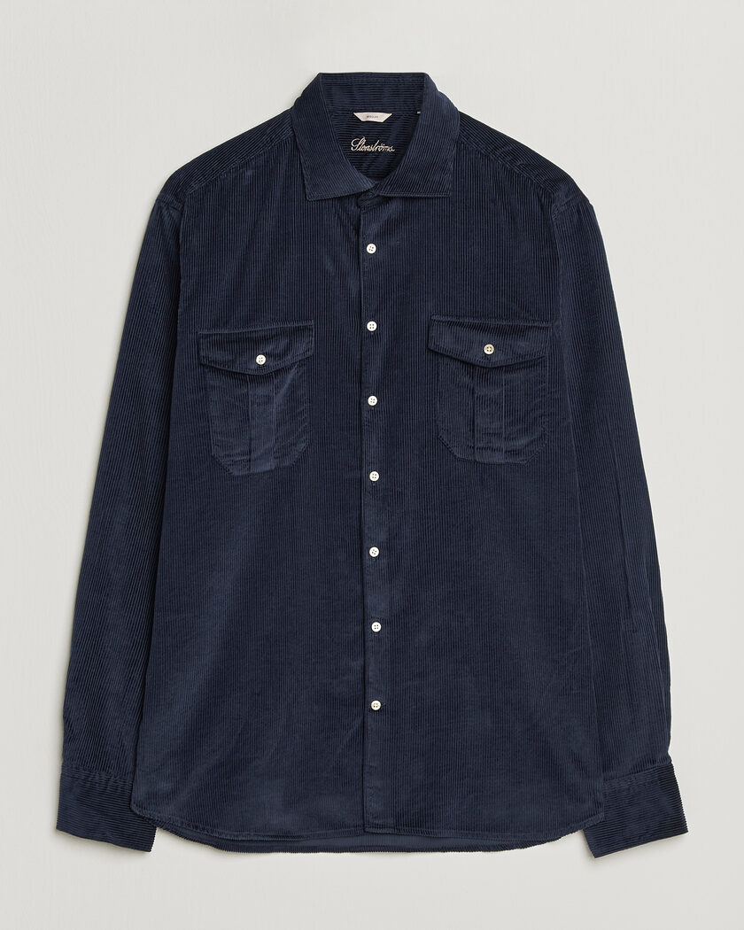 Stenströms Regular Fit Cord Pocket Shirt Navy – Blu