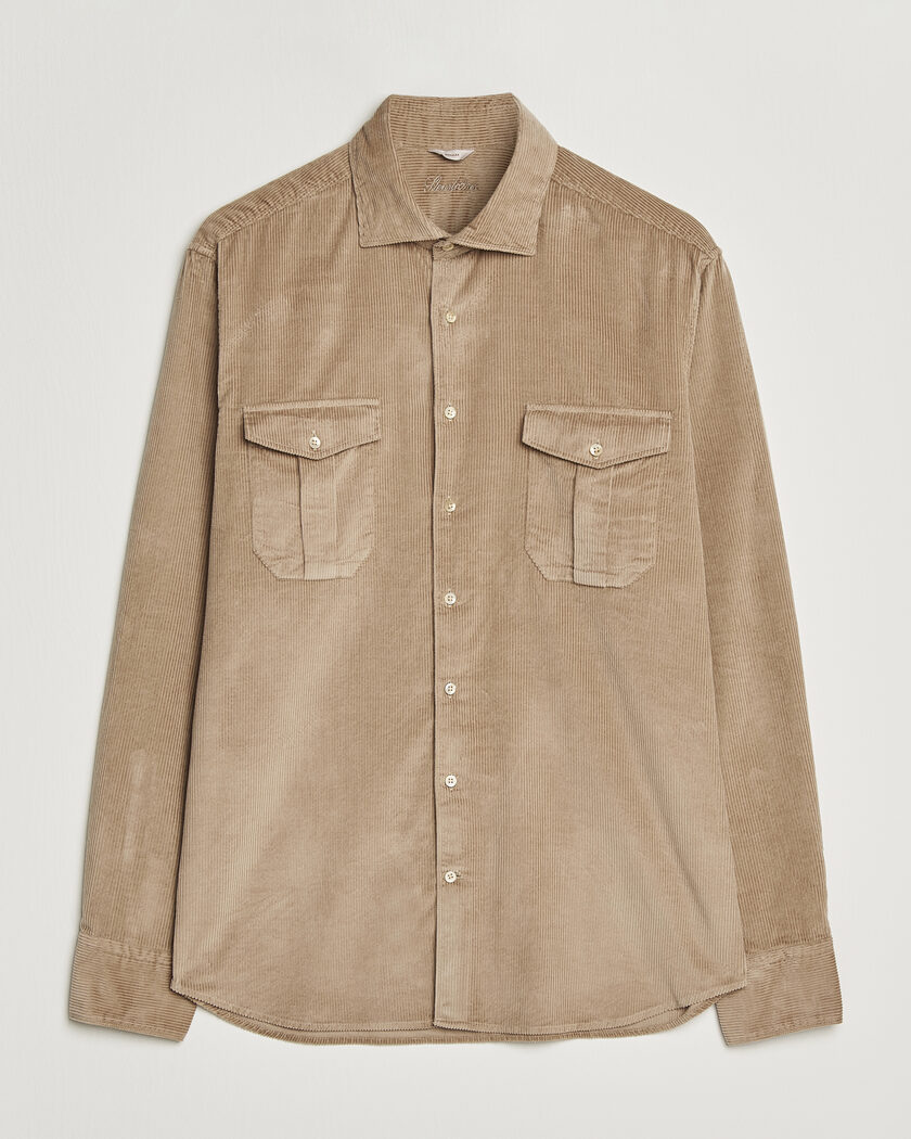 Stenströms Regular Fit Cord Pocket Shirt Light Brown – Marrone