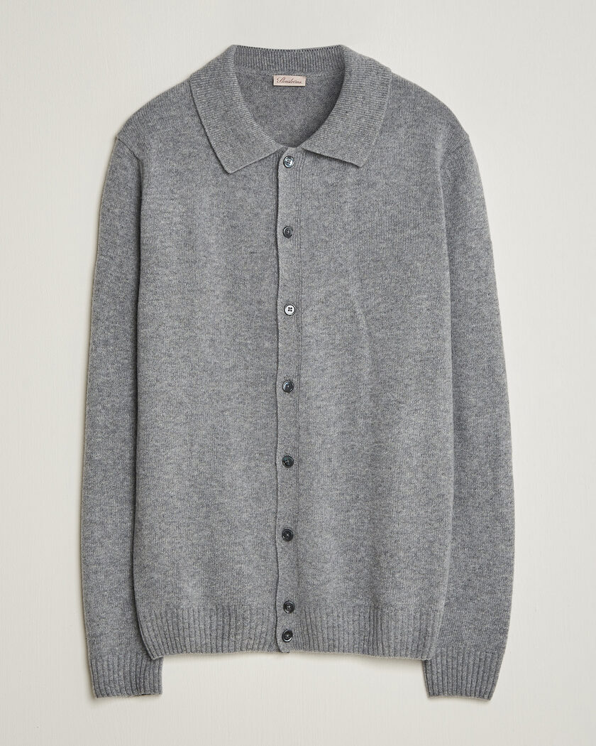 Stenströms Brushed Merino Polo Cardigan Grey – Grigio