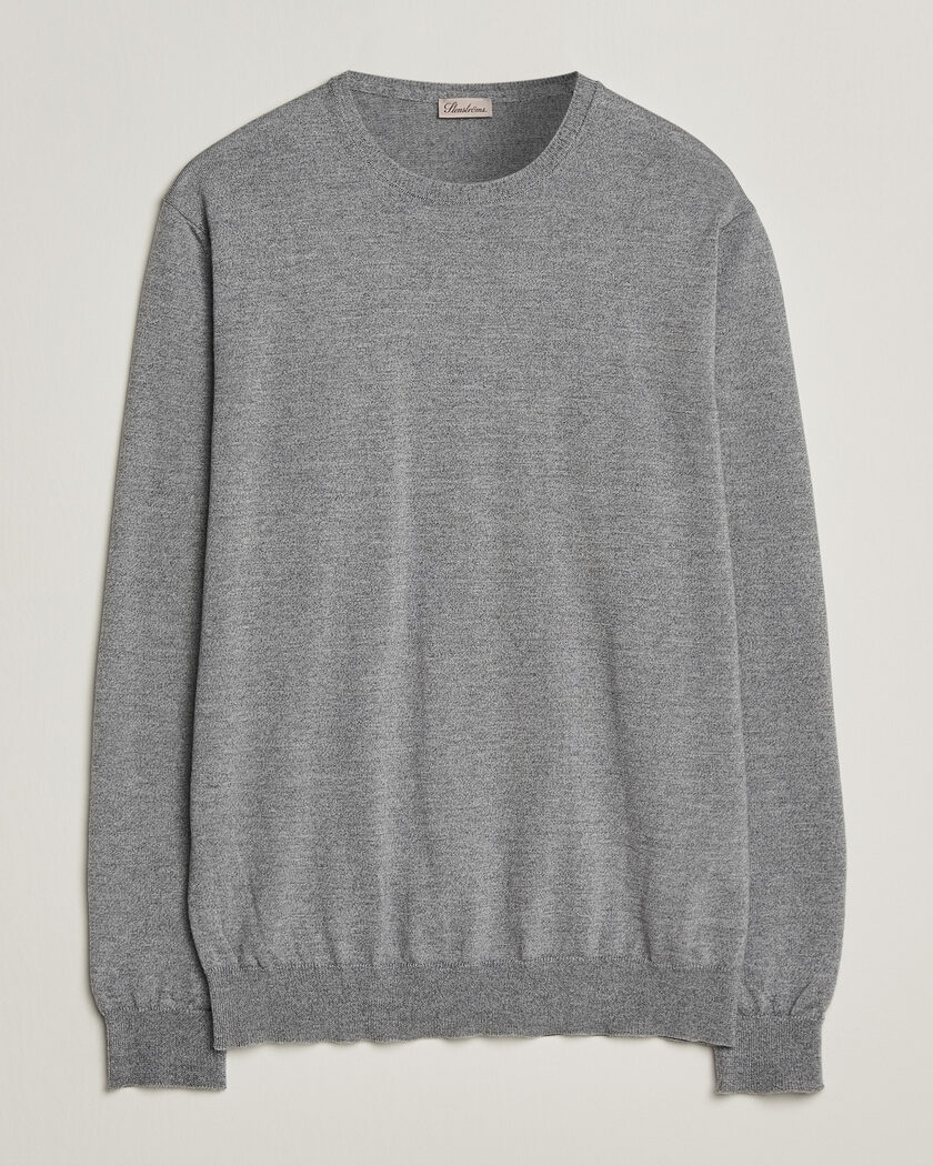 Stenströms Merino Crew Neck Grey Mouline – Grigio