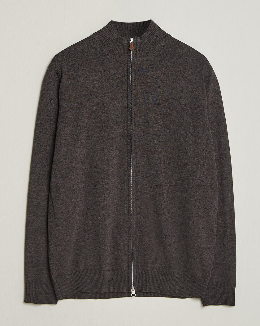 Stenströms Merino Full Zip Dark Brown – Marrone