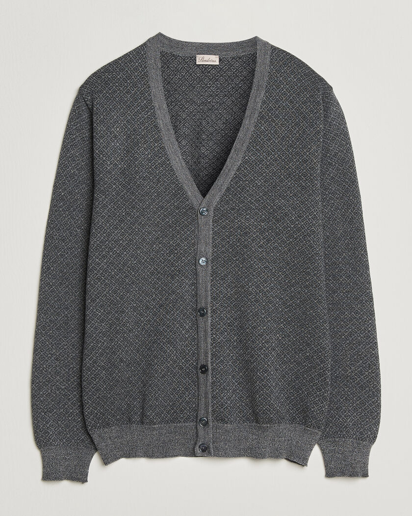 Stenströms Merino Jaquard Cardigan Dark Grey – Grigio