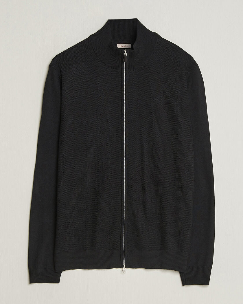 Stenströms Merino Herringbone Full Zip Black – Nero
