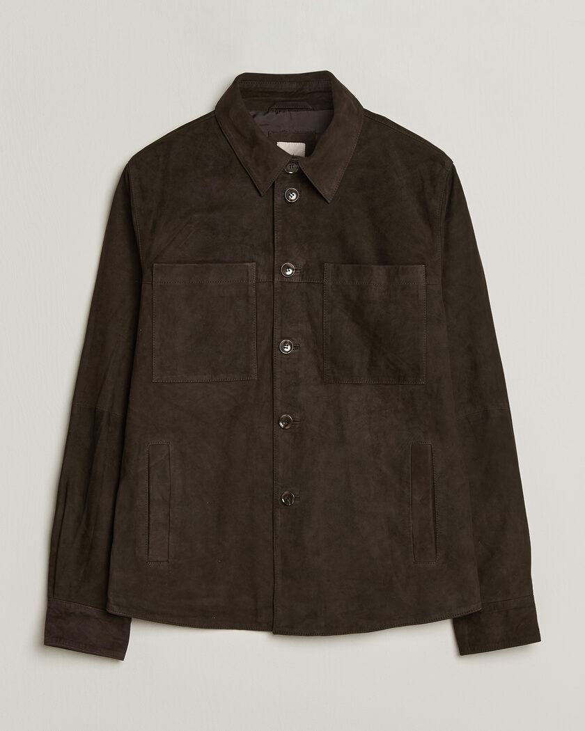 Stenströms Goat Suede Overshirt Dark Brown – Marrone