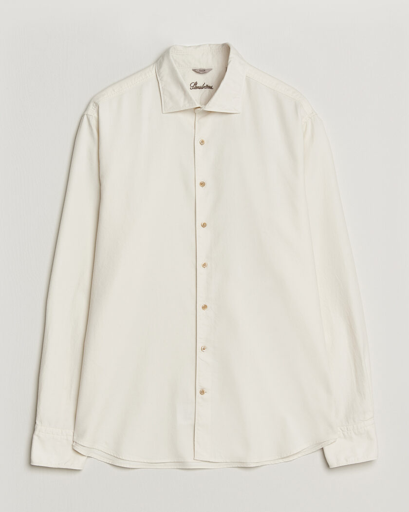 Stenströms Regular Fit Cut Away Flannel Shirt Off White – Bianco