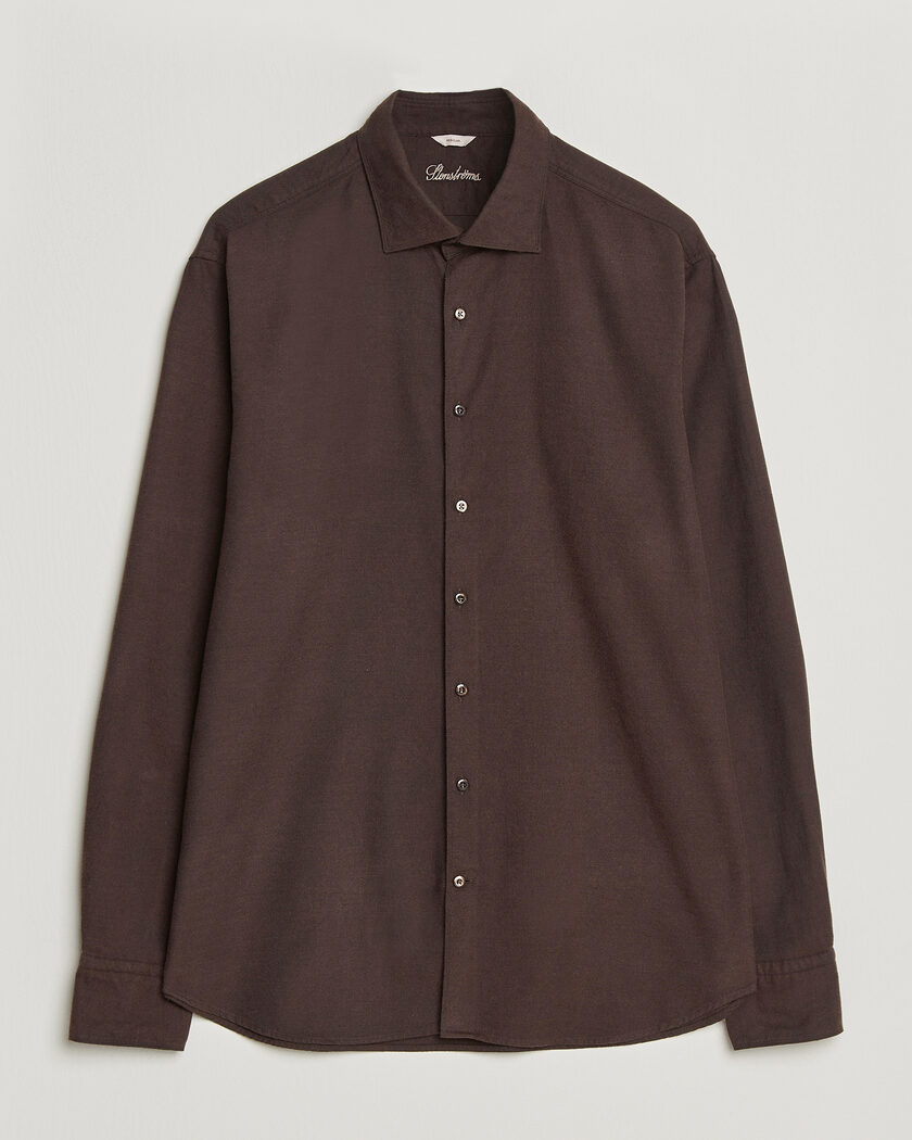 Stenströms Regular Fit Cut Away Flannel Shirt Brown – Marrone