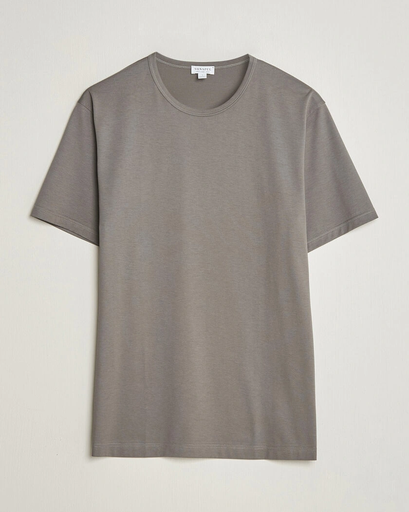 Sunspel Crew Neck Q82 Cotton T-Shirt Smoke Grey – Grigio