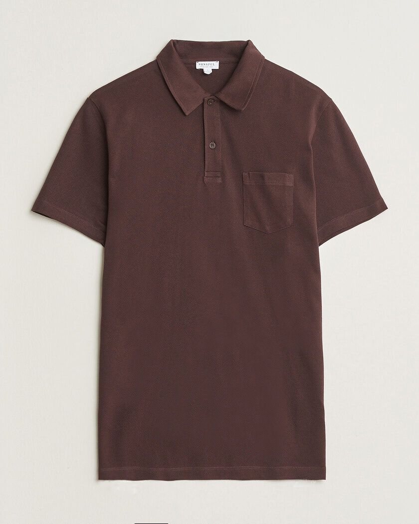 Sunspel Riviera Polo Shirt Dark Brown – Marrone