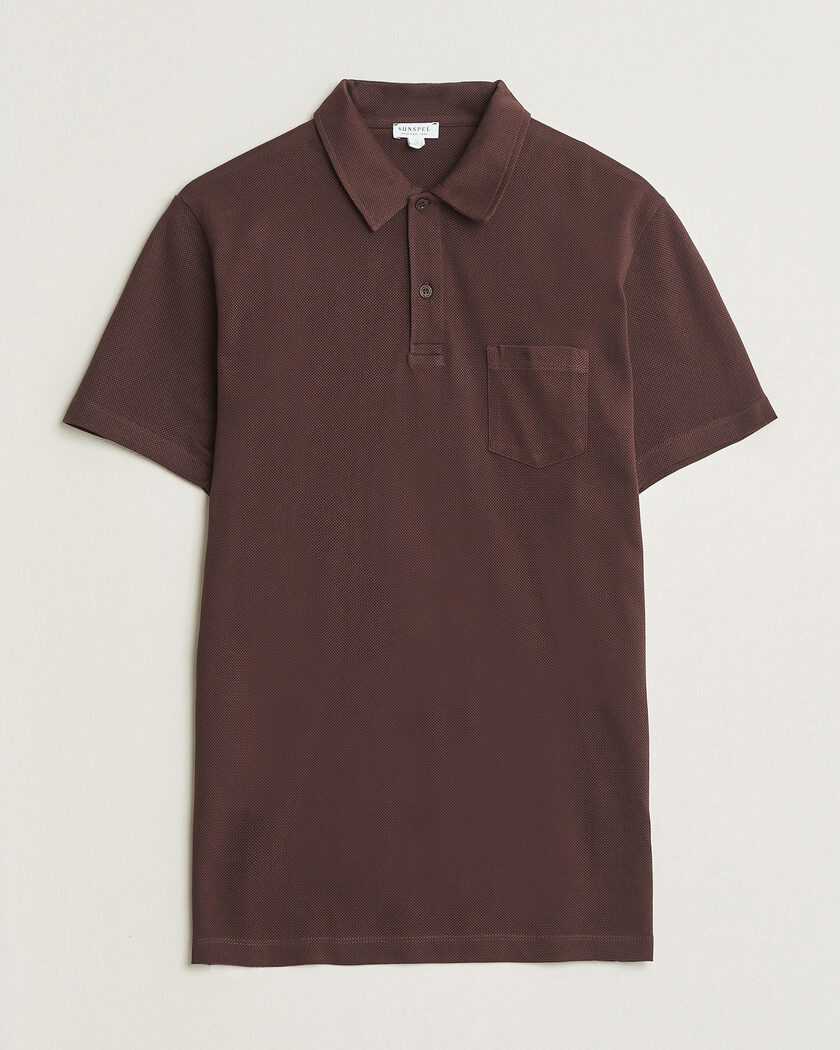 Sunspel Riviera Polo Shirt Dark Brown – Marrone