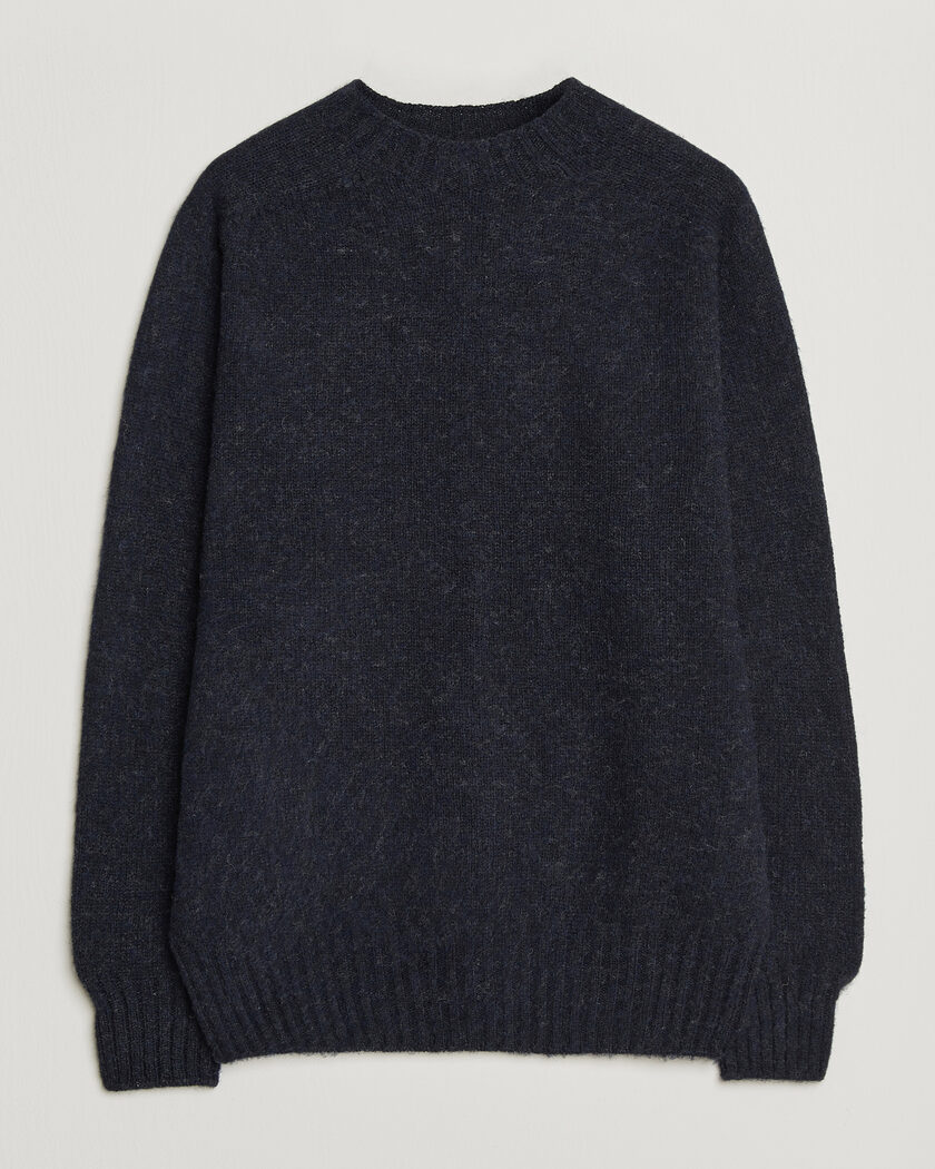  Sunspel Brushed Shetland Crew Neck Dark Navy – Blu