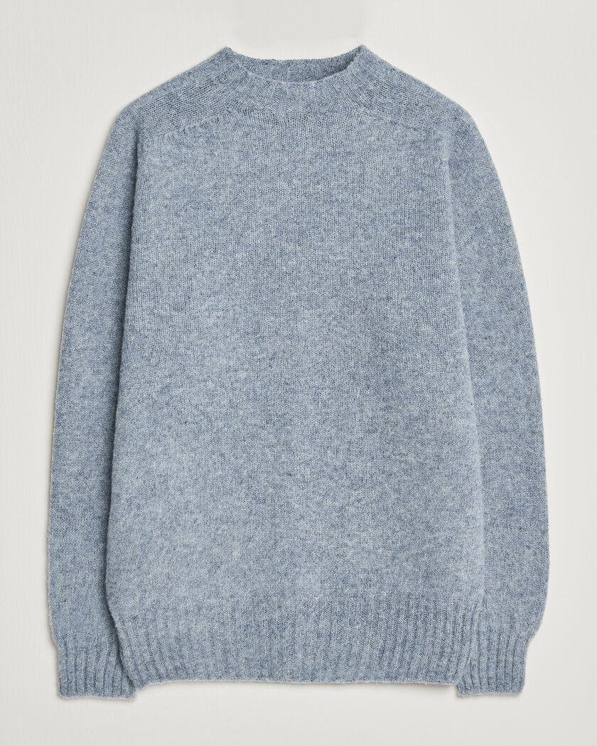  Sunspel Brushed Shetland Crew Neck Powder Blue – Blu
