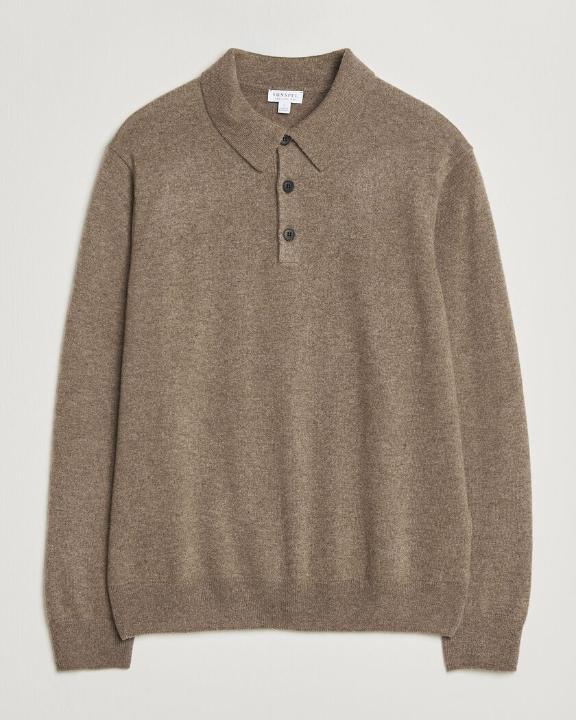 Sunspel Cashmere Polo Taupe – Marrone