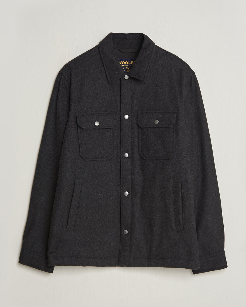 Woolrich Alaskan Wool Light Padded Shirt Jacket Faded Black – Nero