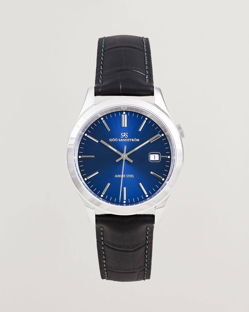 Sjöö Sandström Jubilee Steel Quartz 40mm Black Calf Blue Dial – Blu