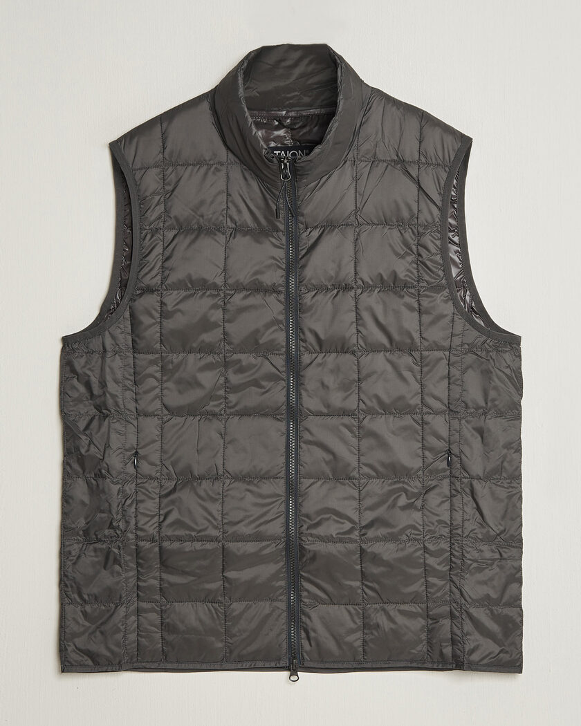 TAION High Neck Full Zip Lightweight Down Vest Dark Grey – Grigio