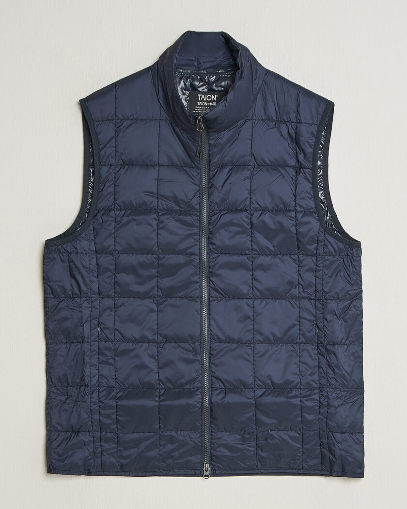 TAION High Neck Full Zip Lightweight Down Vest Dark Navy – Blu