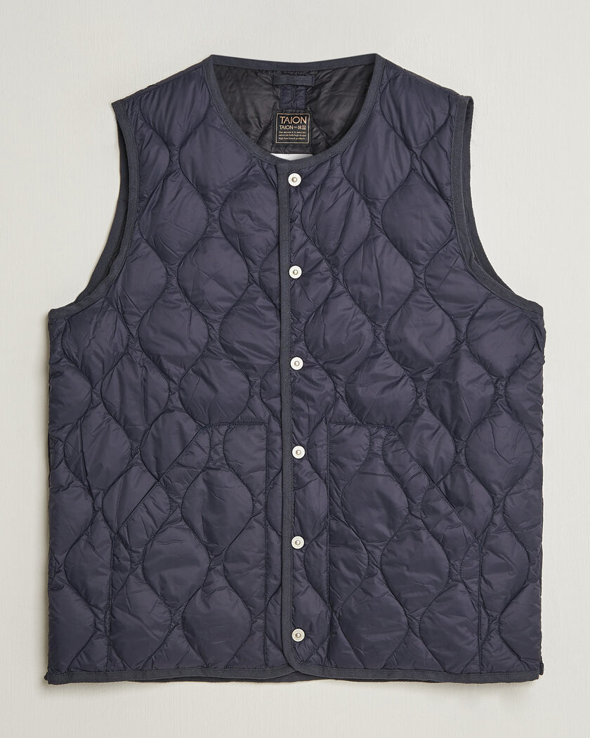 TAION Military Crew Neck Down Vest Dark Navy – Blu