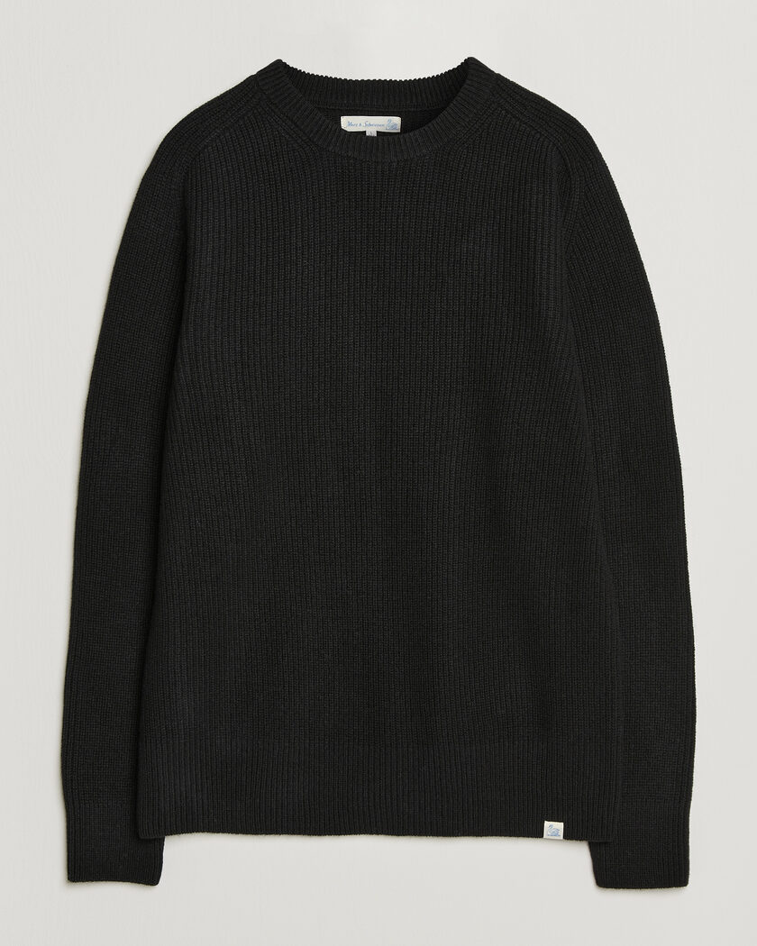 Merz b. Schwanen Merino/Cashmere Knitted Sweater Deep Black – Nero