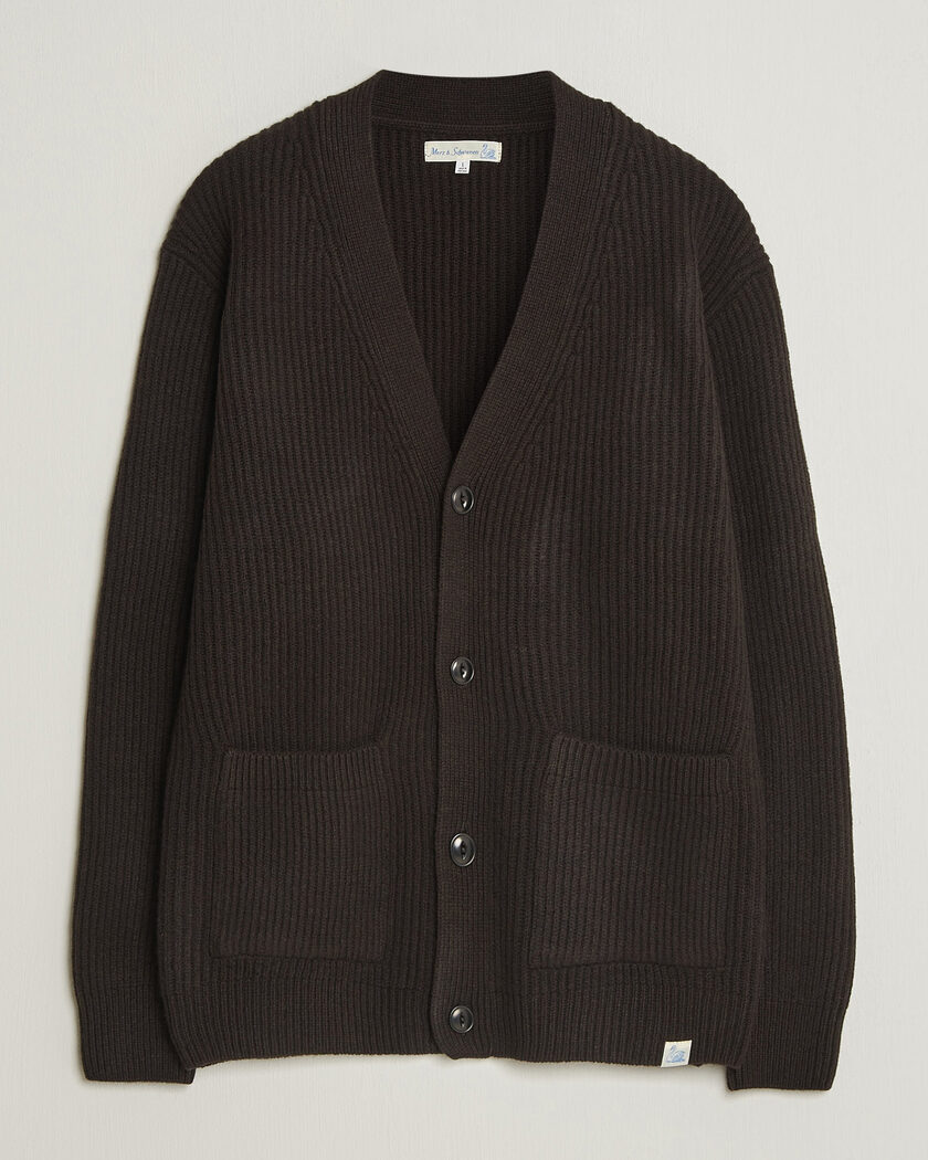 Merz b. Schwanen Merino/Cashmere Knitted Cardigan Espresso – Marrone