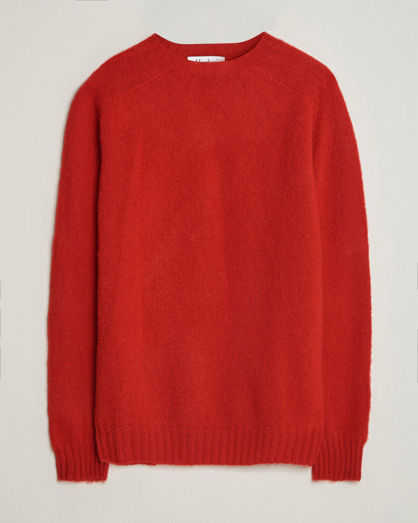 Harley Of Scotland Brushed Supersoft Lambswool Crewneck Cardinal – Rosso