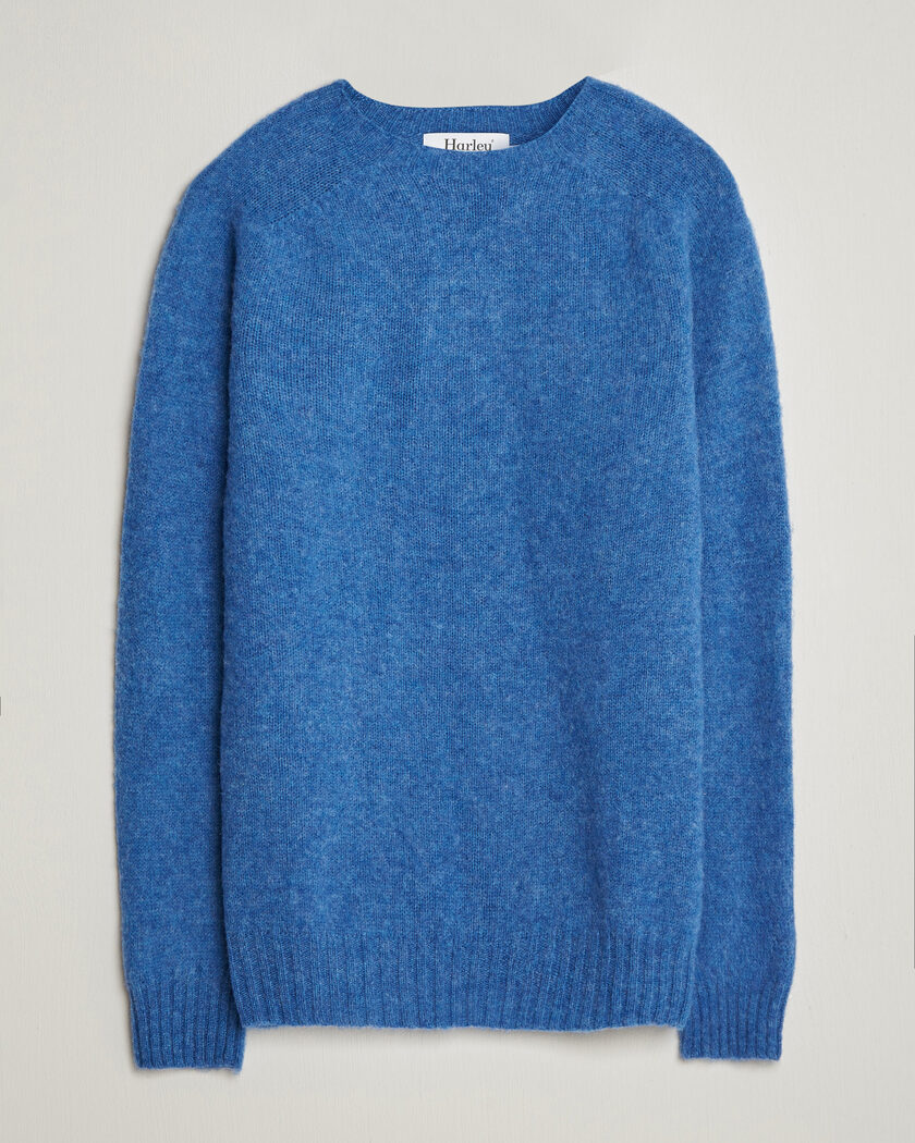 Harley Of Scotland Brushed Supersoft Lambswool Crewneck Cobalt – Blu