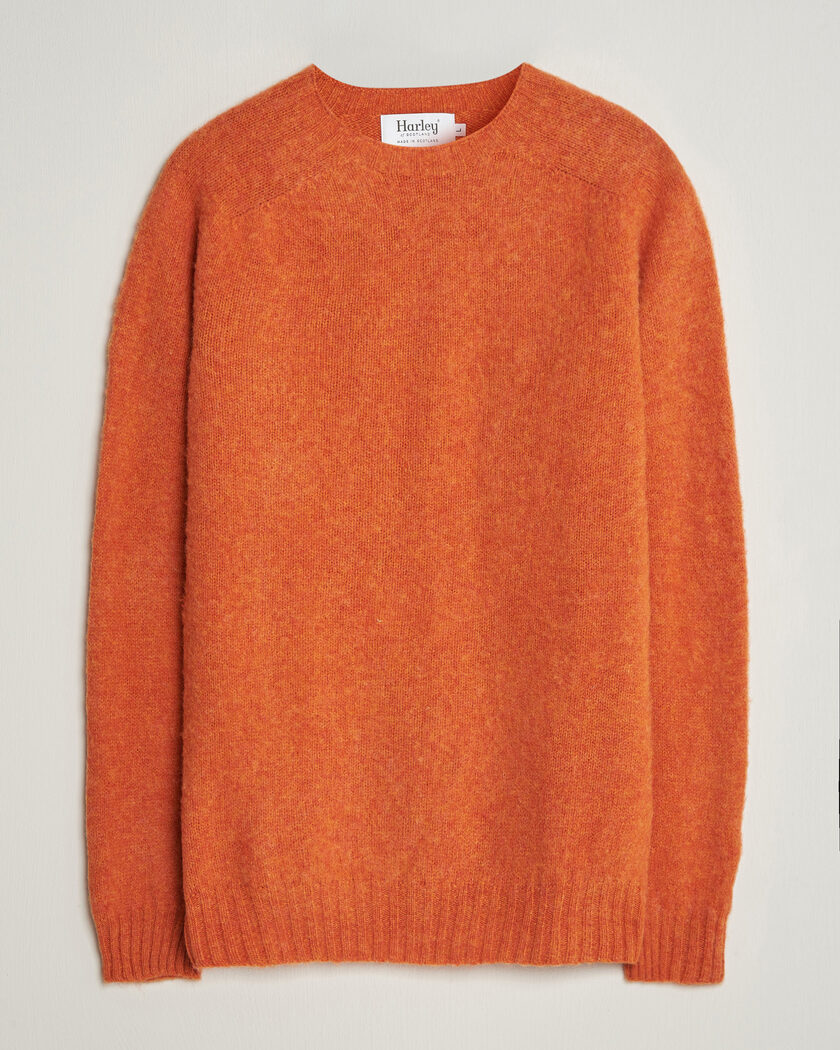Harley Of Scotland Brushed Supersoft Lambswool Crewneck Satsuma – Arancione