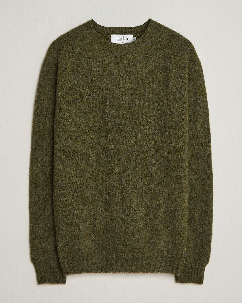 Harley Of Scotland Brushed Supersoft Lambswool Crewneck Scots Pine – Verde