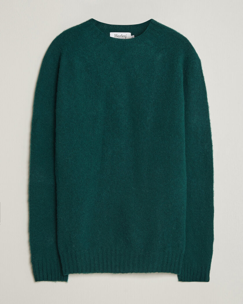 Harley Of Scotland Brushed Supersoft Lambswool Crewneck Tartan – Verde