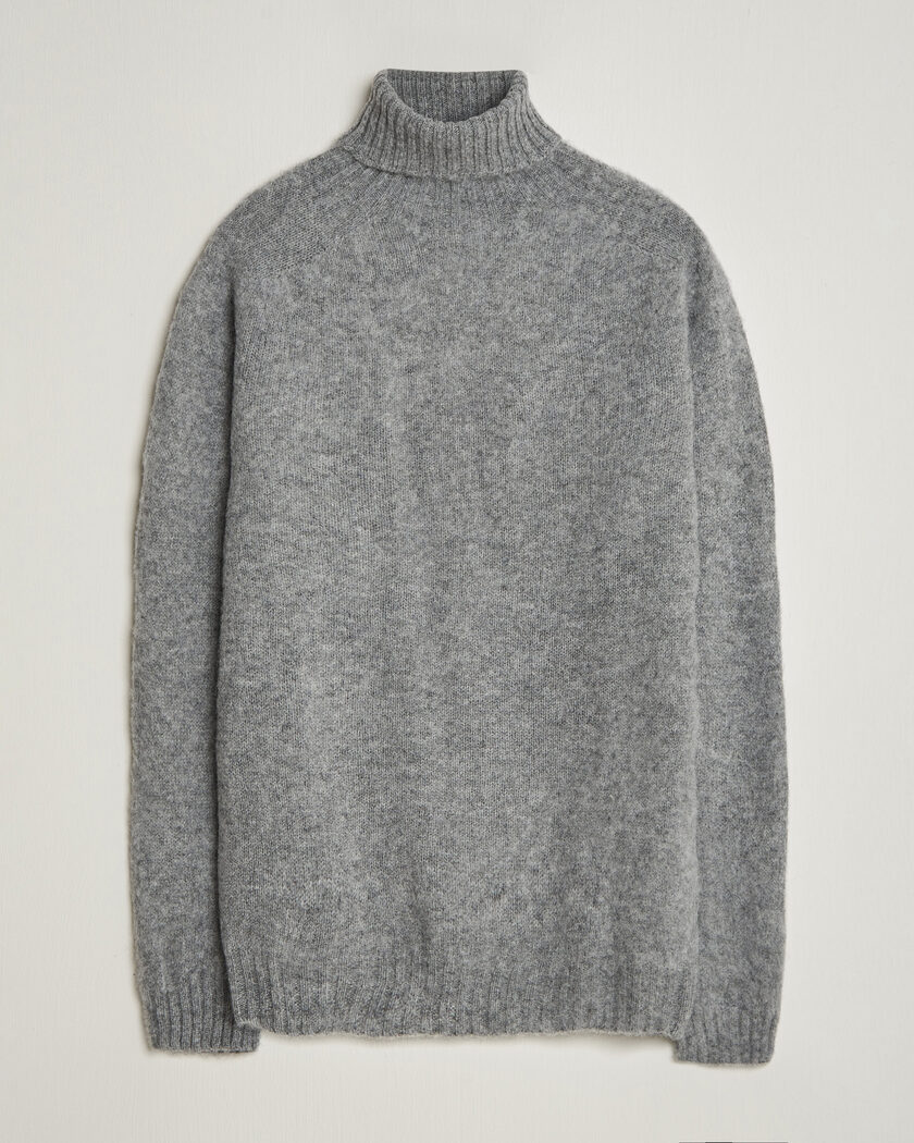 Harley Of Scotland Brushed Supersoft Lambswool Rollneck Mid Grey – Grigio