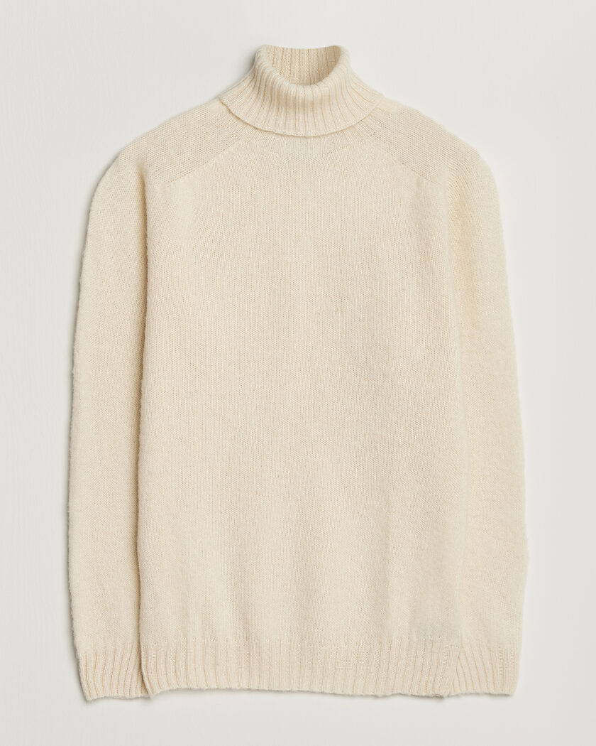 Harley Of Scotland Brushed Supersoft Lambswool Rollneck Vanilla – Bianco