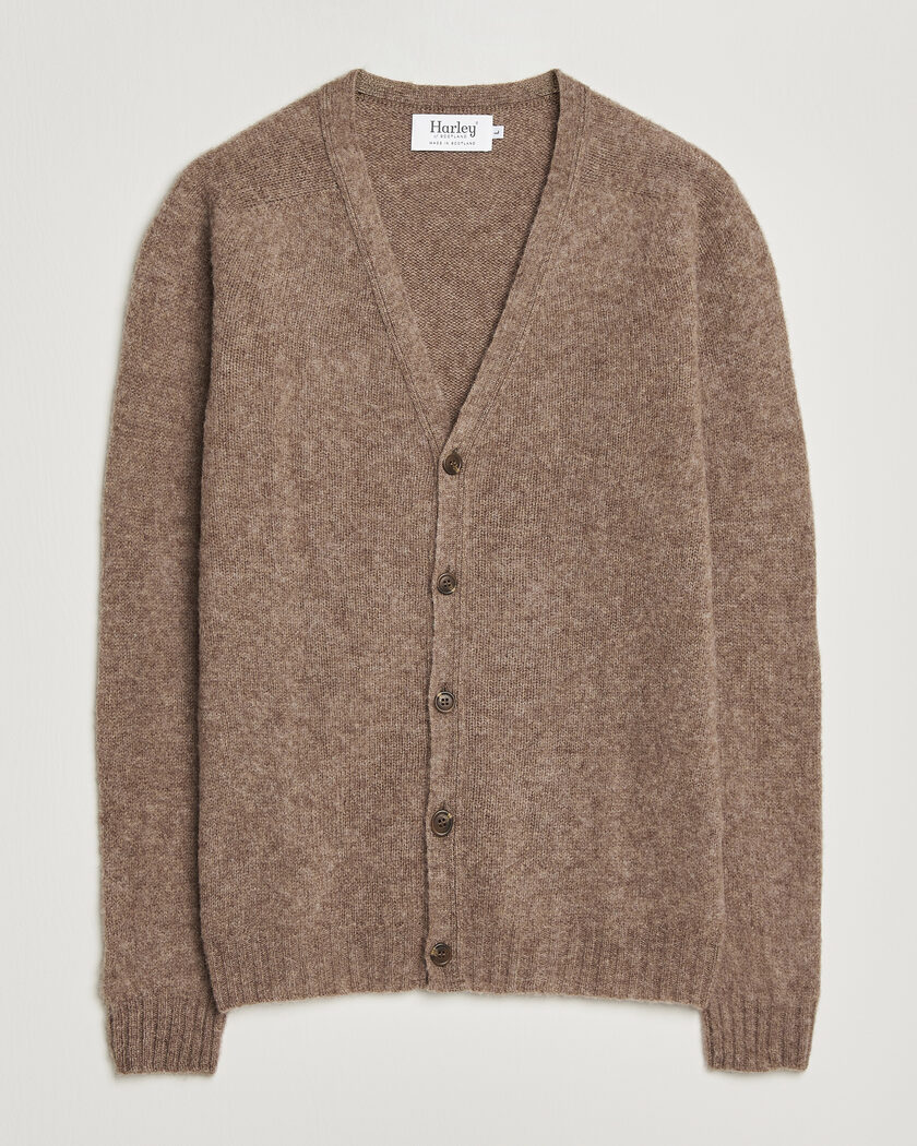 Harley Of Scotland Brushed Supersoft Lambswool Cardigan Tundra – Marrone