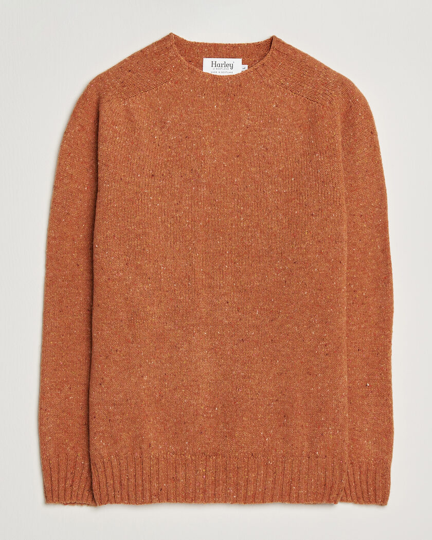 Harley Of Scotland Donegal Wool Crewneck Orange – Arancione